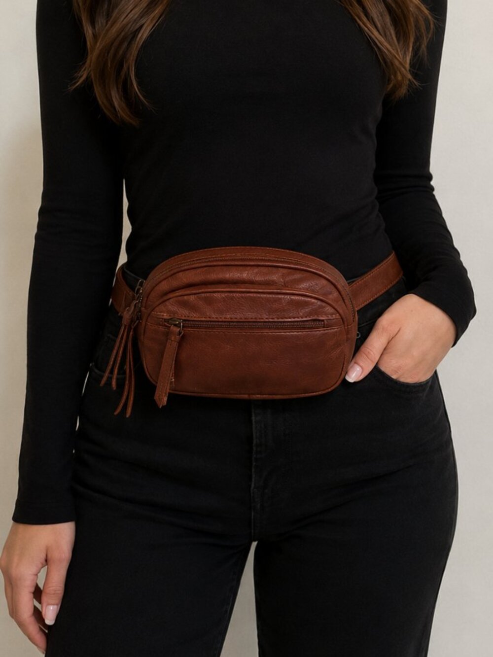 Born Dariel Multi-Compartment Genuine Leather Belt Bag